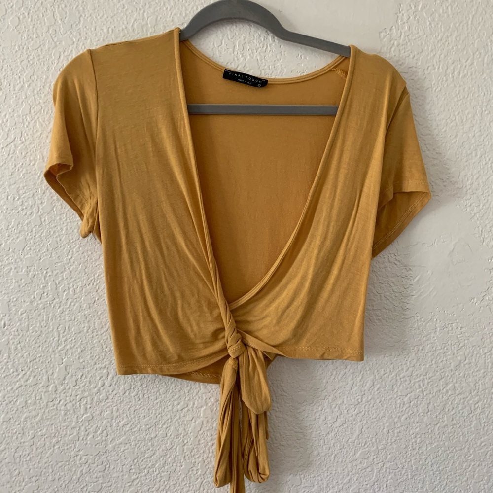 Mustard wrap crop top